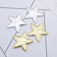 50pcs 40mm gold and silver cloth star applique padded patches for diy craft clothes hairpin wedding decor accessories n27