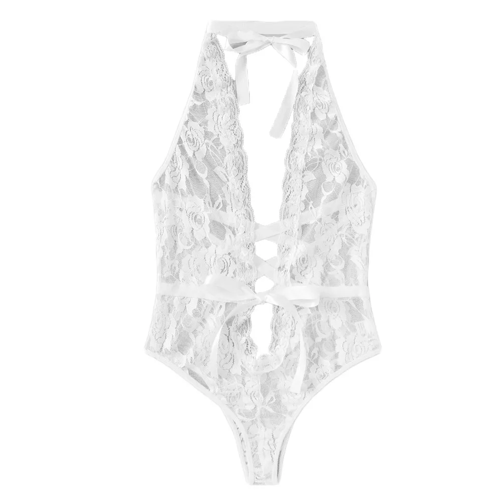 White Lace Trim Satin Romper Lingerie Teddy Bodysuit Women 2019 Sexy Nightwear Pajama Set Backless Ladies Sleepwear Lenceria B4 |
