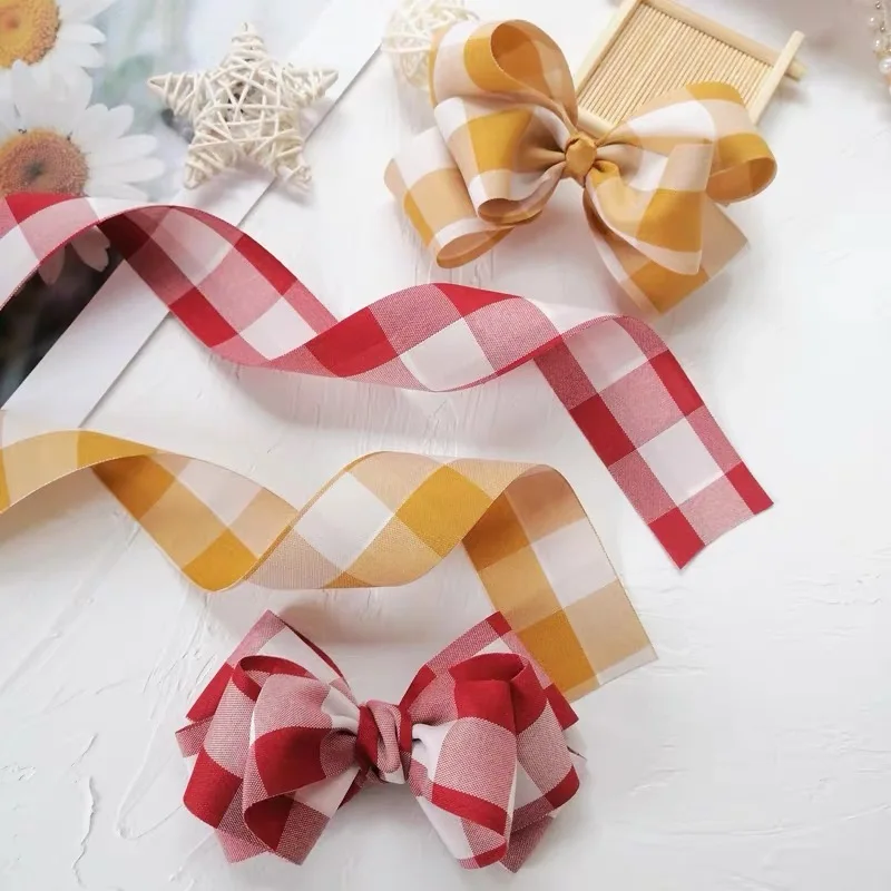 Хлопковая клетчатая лента для рукоделия ручной работы волос аксессуары головы