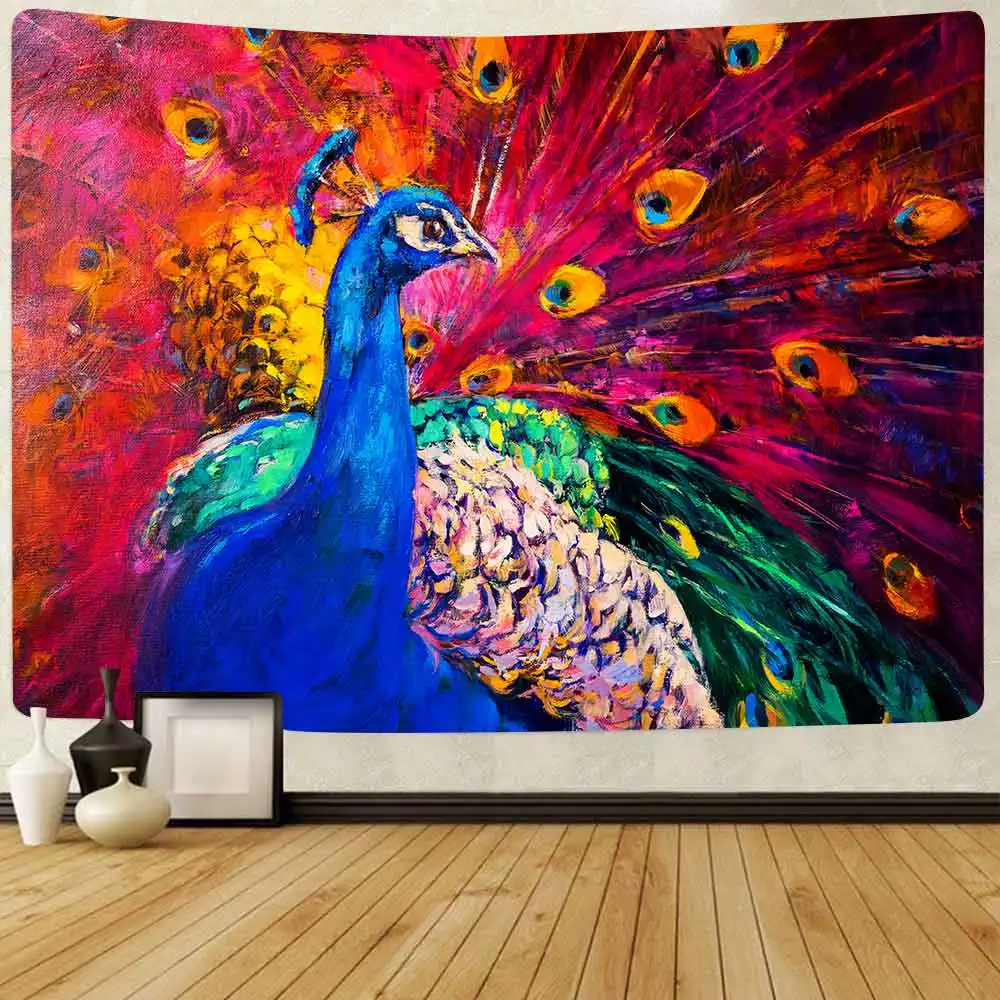 

Simsant индийская МАНДАЛА ГОБЕЛЕН красочные перья животные искусство настенный гобелен для гостиной для дома и общежития Декор