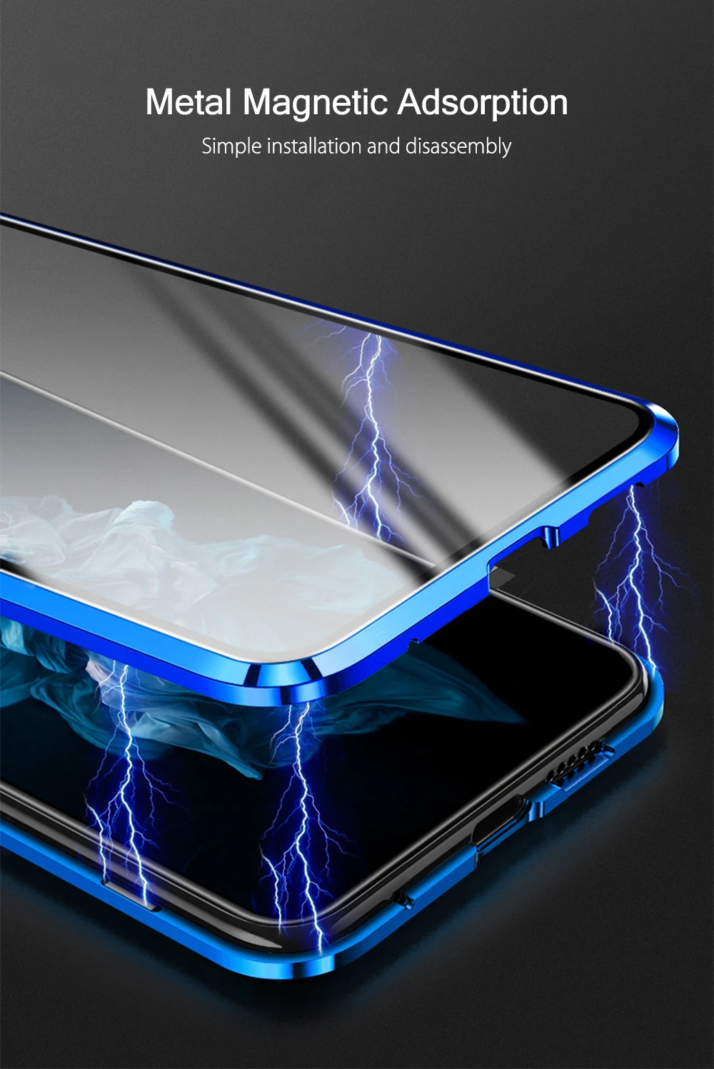 double sided 360 full metal magnetic phone case for honor 8x 8s 10 lite v10 20s 20e 9x pro 9c 9a x10 30 v40 tempered glass free global shipping