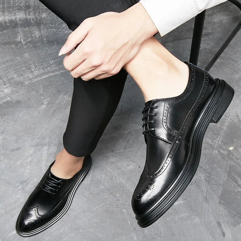 Броги мужские из натуральной кожи брендовая дизайнерская Свадебная обувь туфли