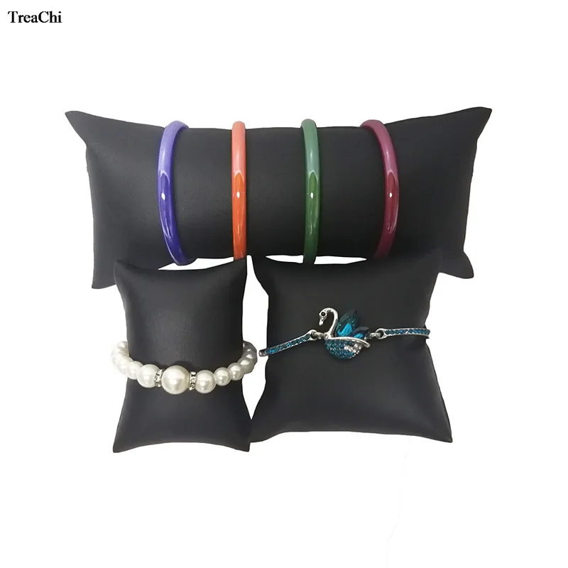 

Black Bracelet Jewelry Display Pillow Storage Organizer Holder PU Necklace Bangle Display Cushion Rack Watch Display Stand