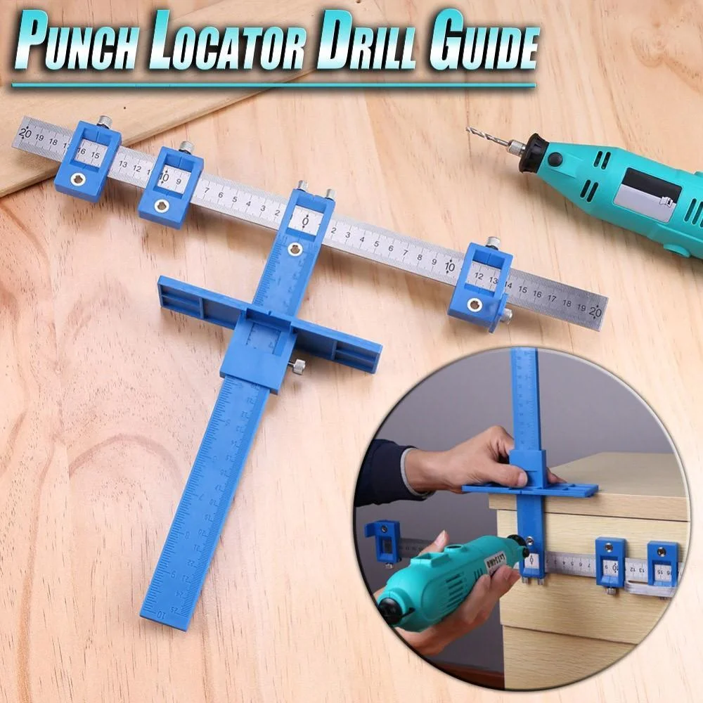 

Punch Locator Drill Guide Woodworking Carpentry Punch Locator Drill Guide Ruler Adjustable Drilling Positioner Hole Locator Tool