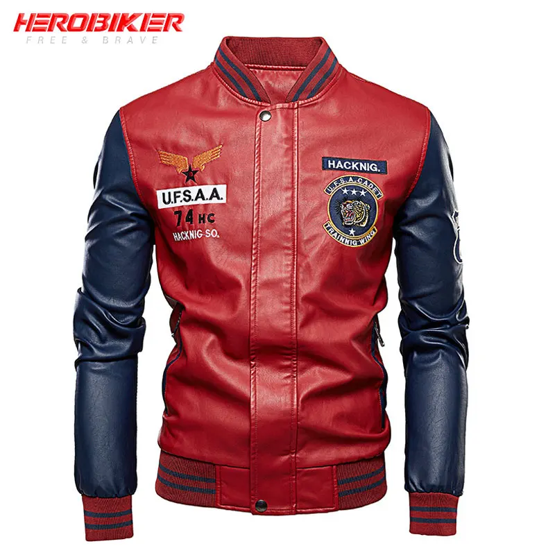 

HEROBIKER Retro Moto Riding Jacket Windproof Motorcycle Jacket Casual PU Leather Fashion Motorbiker Jacket Outdoor M-4XL