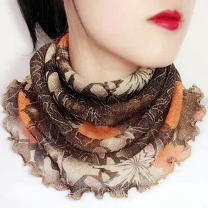 summer womens scarf wild hanging ear cervical elastic gold ilk alse collar silk high neck pullover small scarf female u35 free global shipping