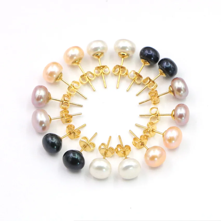 Серьги женские из пресноводного жемчуга 7-8 мм 8 комплектов | Украшения и