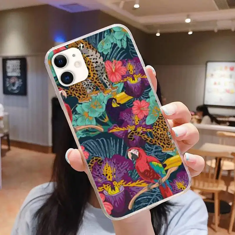 

leopard Phone Case For iphone 5s 6 7 8 11 12 plus xsmax xr pro mini se Transparent Cover Fundas Coque