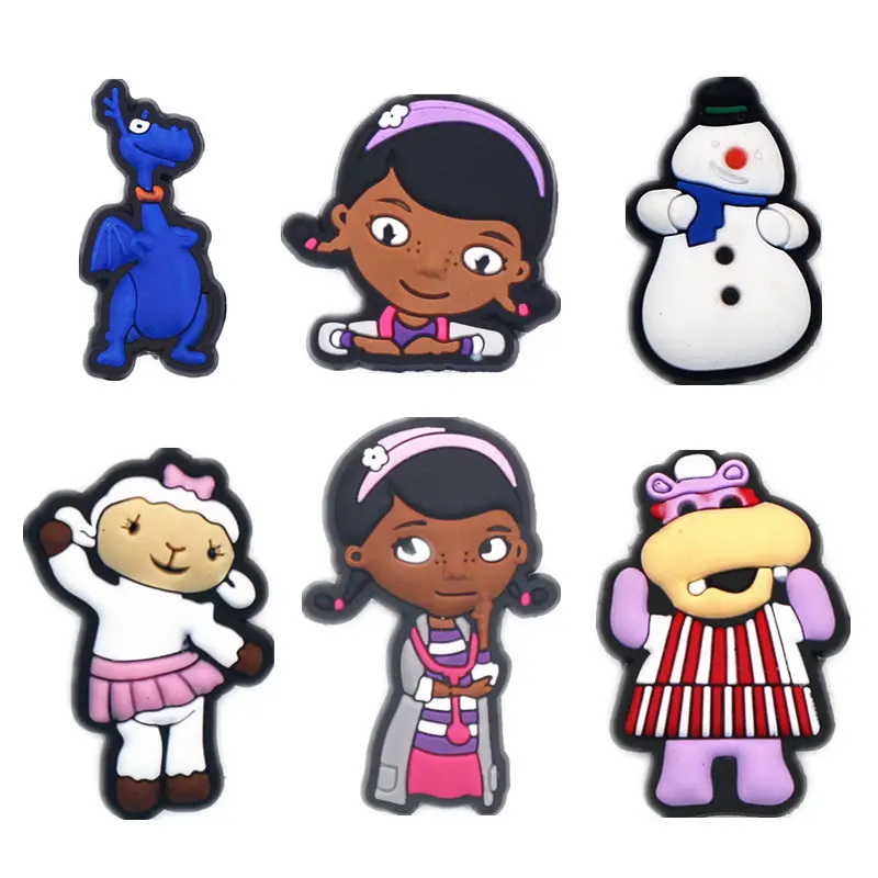 7 шт. в комплекте, ПВХ, обувь, очаровательные, Мультяшные, Doc Mcstuffins, садовая обувь с пряжкой, украшение для Крока, браслет, jibz, детская вечеринка, X-mas, подарки