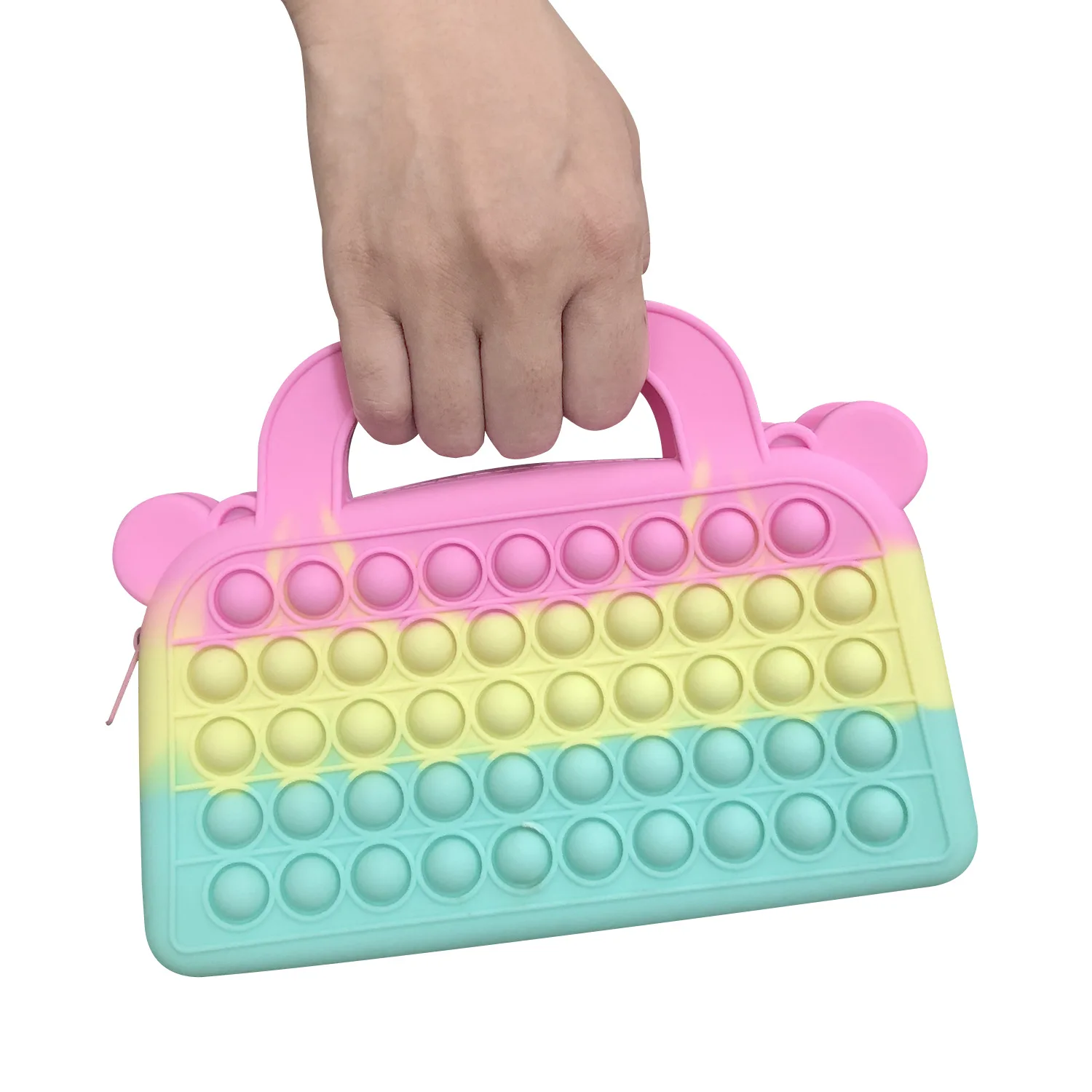 

Rainbow Mini Push Pop Bubble Sensory Toy Storage Bag Girls Macaron Color Silicone Clutch Party Birthday Gift