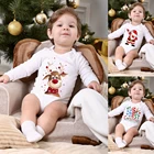 Детское боди с длинным рукавом, с надписью Merry First Christmas на новый год