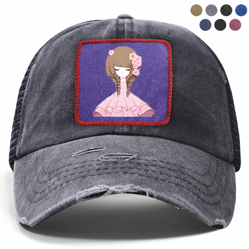 Korean Style Kawaii Cute Pink Girls Snapback Men's Baseball Cap Women Hip Hop Summer Mesh Hat Trucker Bone Gorra Dad | Аксессуары