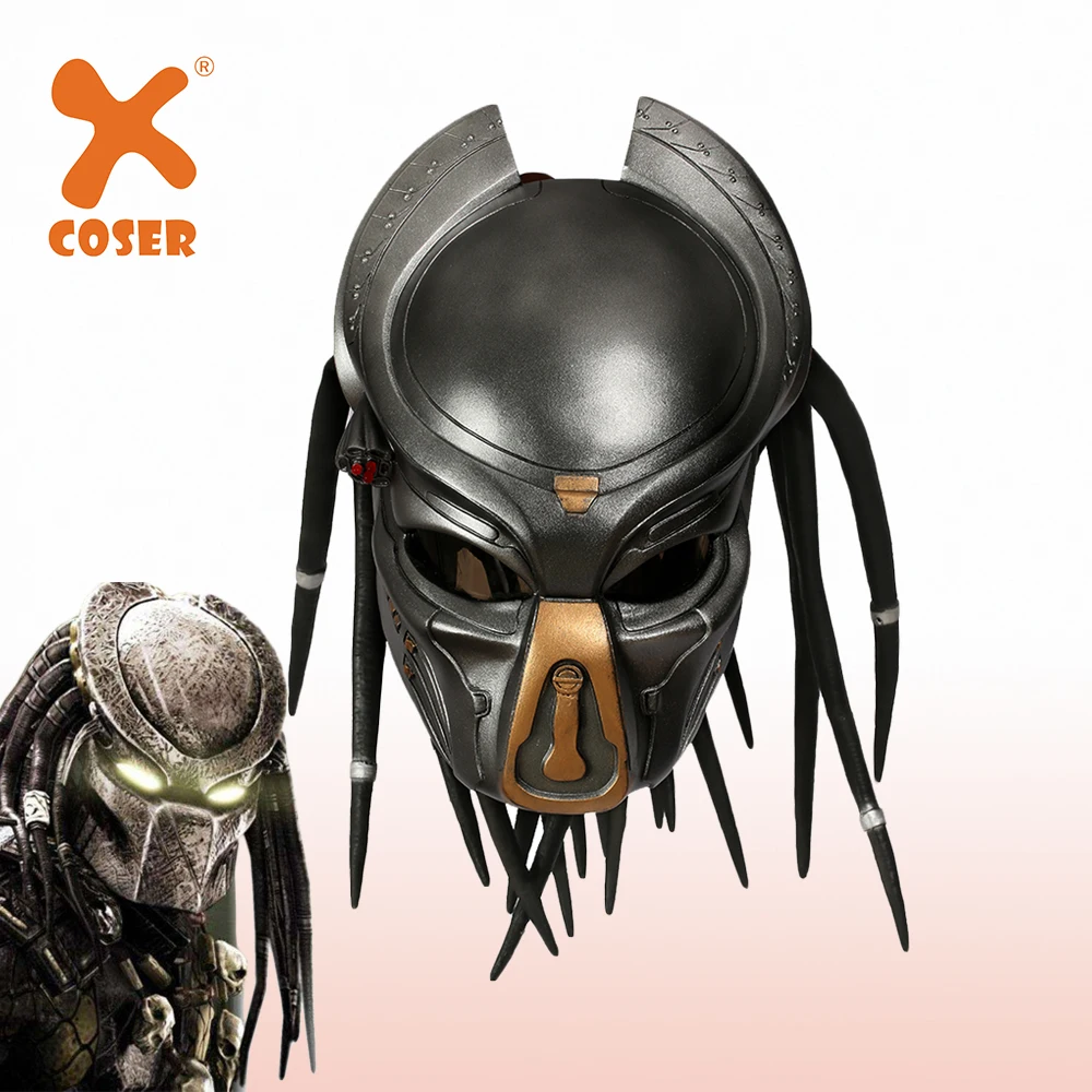

Шлем XCOSER хищника для косплея, маска на всю голову из смолы, Масштаб 1:1, реквизит для костюма на Хэллоуин для взрослых