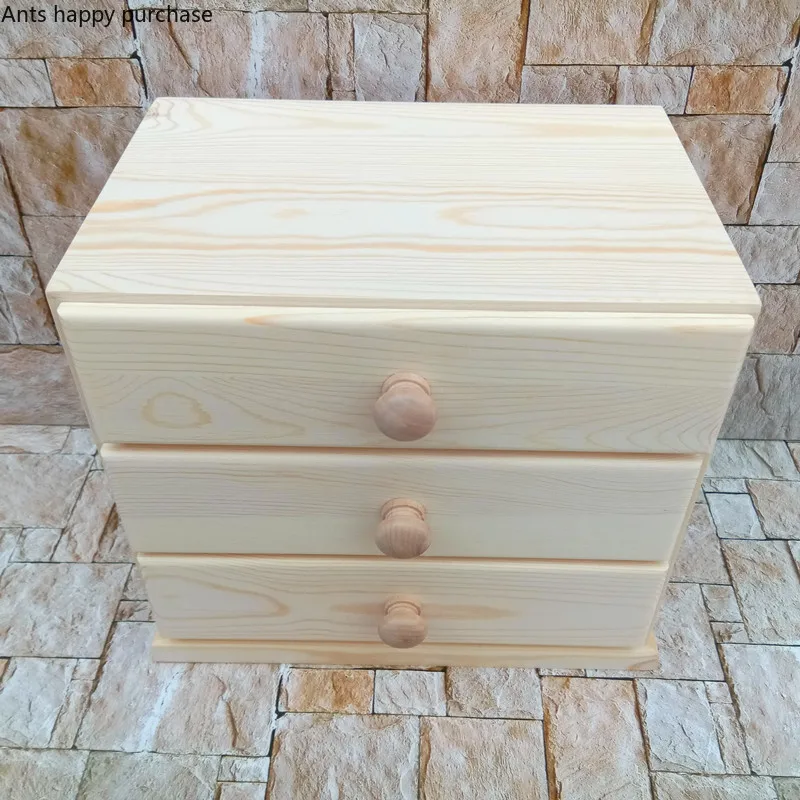 Ящик для хранения из твердой древесины настольный домашний деревянный