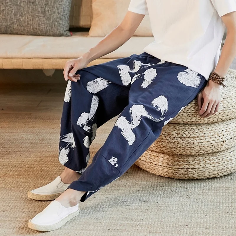 Брюки кимоно уличная одежда традиционная китайская для мужчин широкие японские