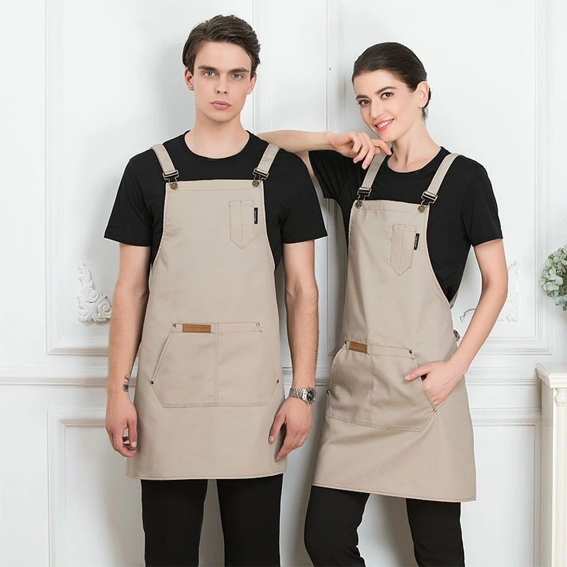 Brown Apron 1 Мужская мода шеф-повара Кухонный Фартук Кофейня парикмахер без рукавов Рабочая Униформа нагрудник рабочая одежда противообрастающие фартуки - Цвет: Brown Apron 1