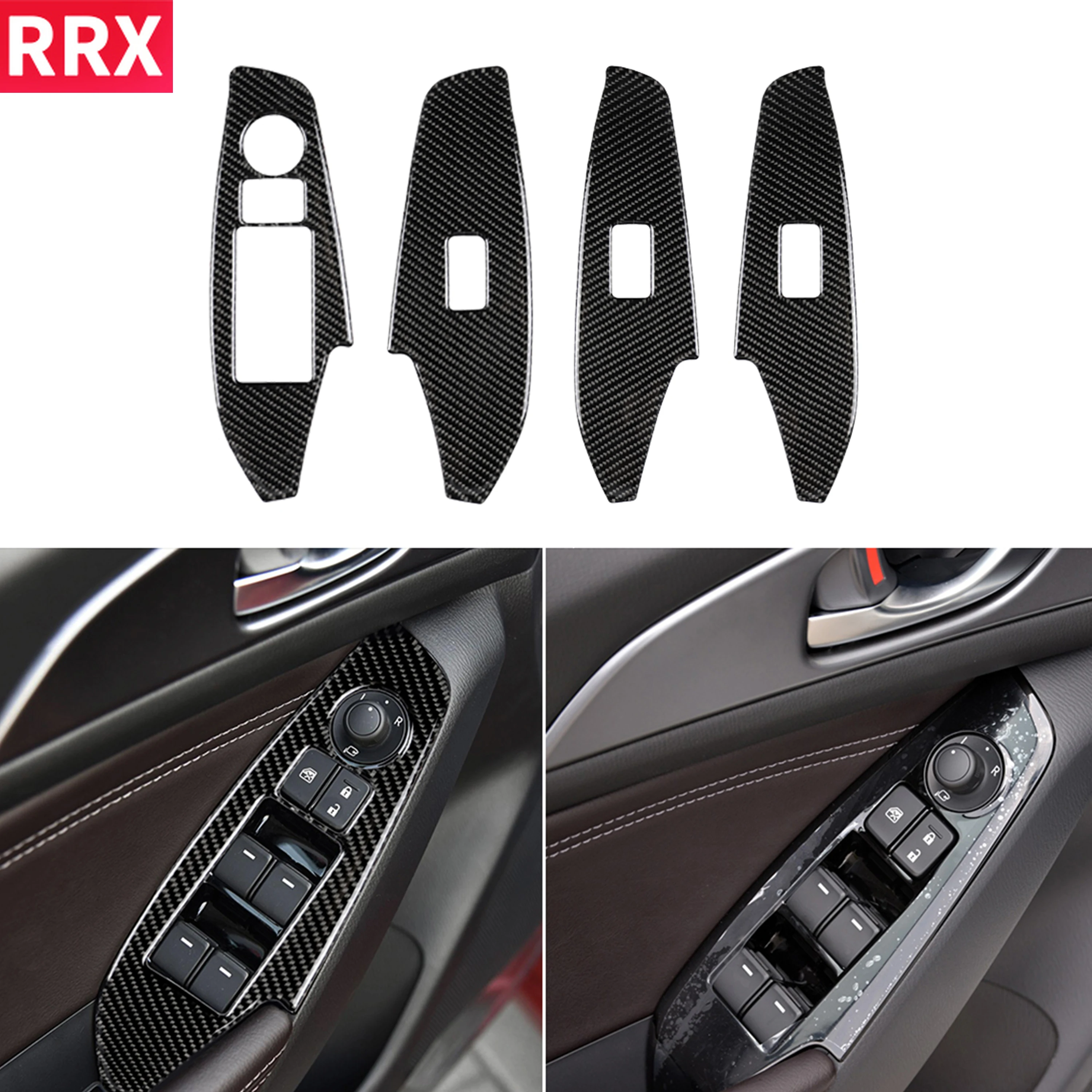 

RRX для Mazda3 Axela BM 2013-2016 аксессуары для стайлинга автомобиля, панель из углеродного волокна для двери, подлокотника, стеклоподъемника, переключ...