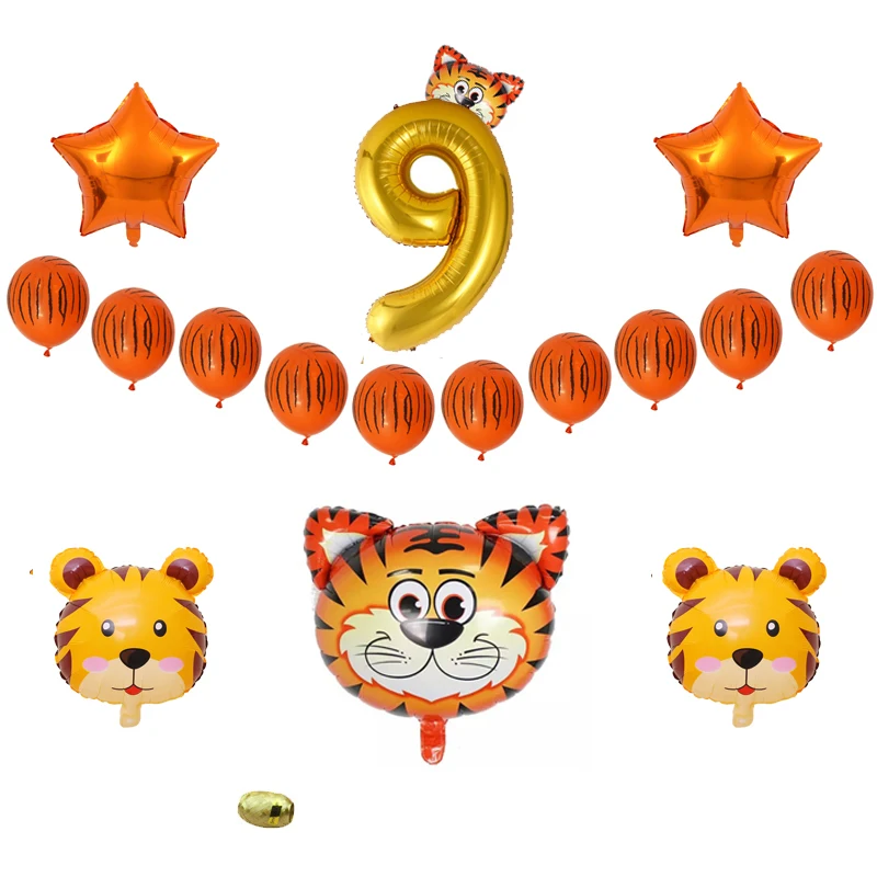 

18pcs/Lot Party Tiger Animal Balloons Party Theme Air Helium Foil Balloons Birthday Party Decorations Baby shower Supplies