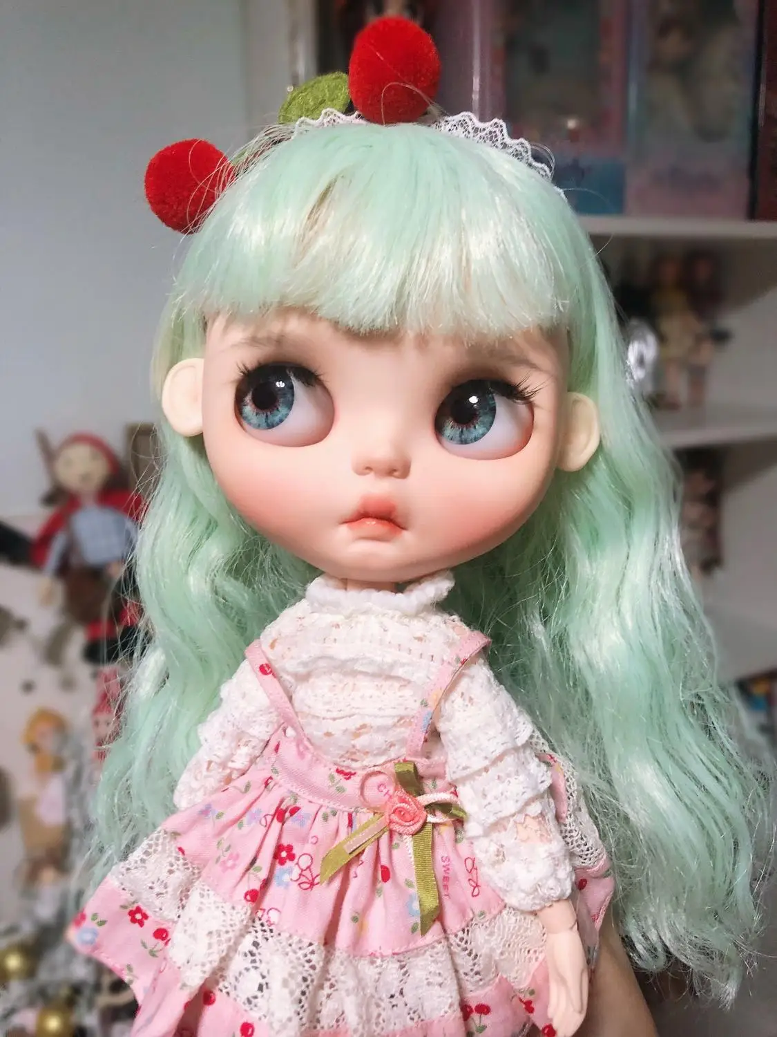 1/6 blyth кукла игрушка bjd совместное тело белый с кожей мятно зеленым длинные волосы