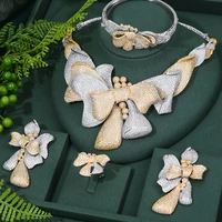 gorgeous luxury noble bridal jewelry sets big bowknot for women wedding party zircon crystal dubai bridal jewelry set gift