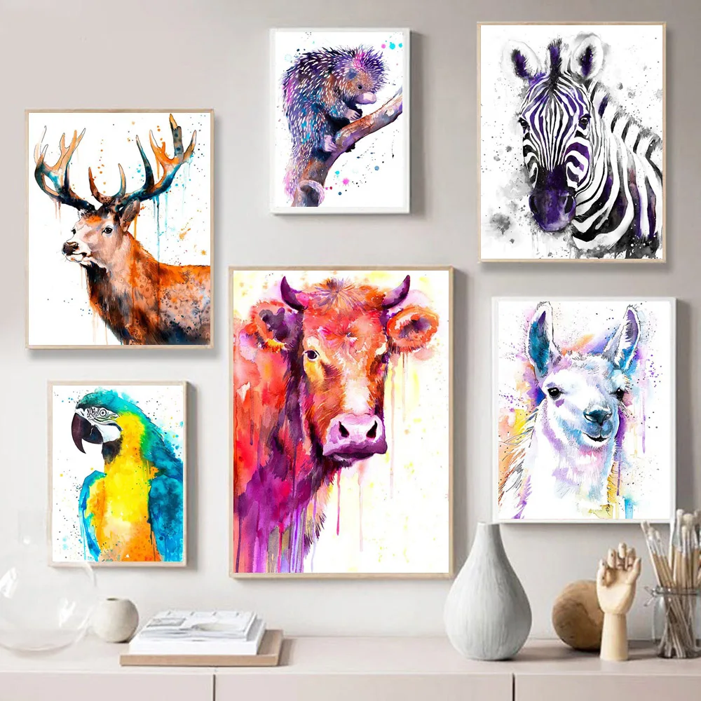 Nordic graffiti art abstract animal poster color printing canvas painting office living room corridor home decoration mural | Дом и сад