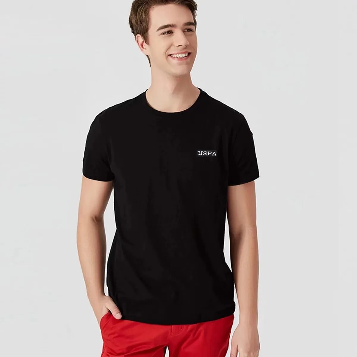 Американское поло. Универсальная хлопковая Футболка Assn. Черно-белая для мужчин и