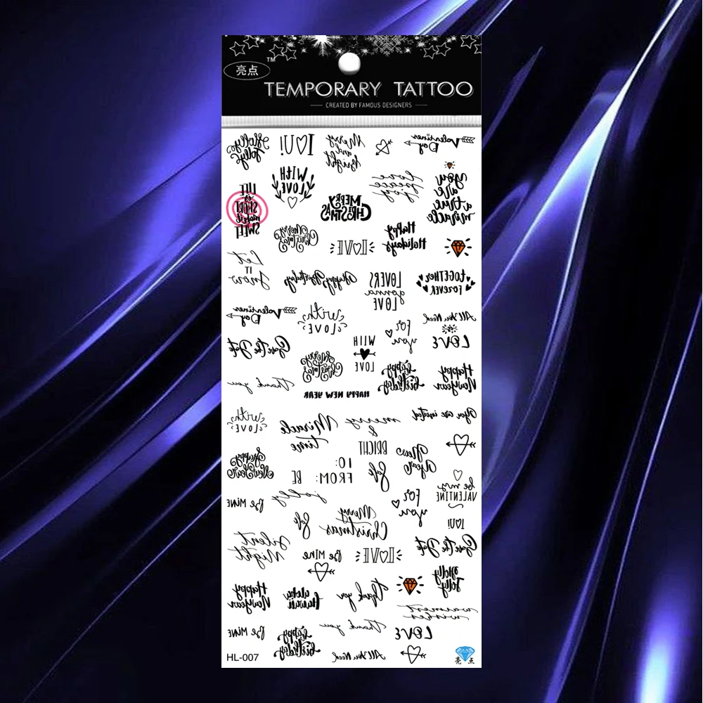 5 PCS /Lot Love Fake Tattoos Skull Tattoo Guitar Letter Clover Sticker Wolf Diamond Tatoo Flower Note Chest Face Tattos | Красота и