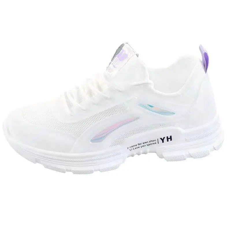 

2021 New Casual Women Shoes Fashion Lace Up Walking Flat Shoes White Sneakers Women Breathable Mesh Women Shoes Tenis Feminino