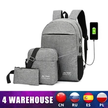 3PCS Mens Backpack USB Charging Mens Bag Casual Multifunctional Backpacks Men School Bags 3 sets Backpacks Night Reflective