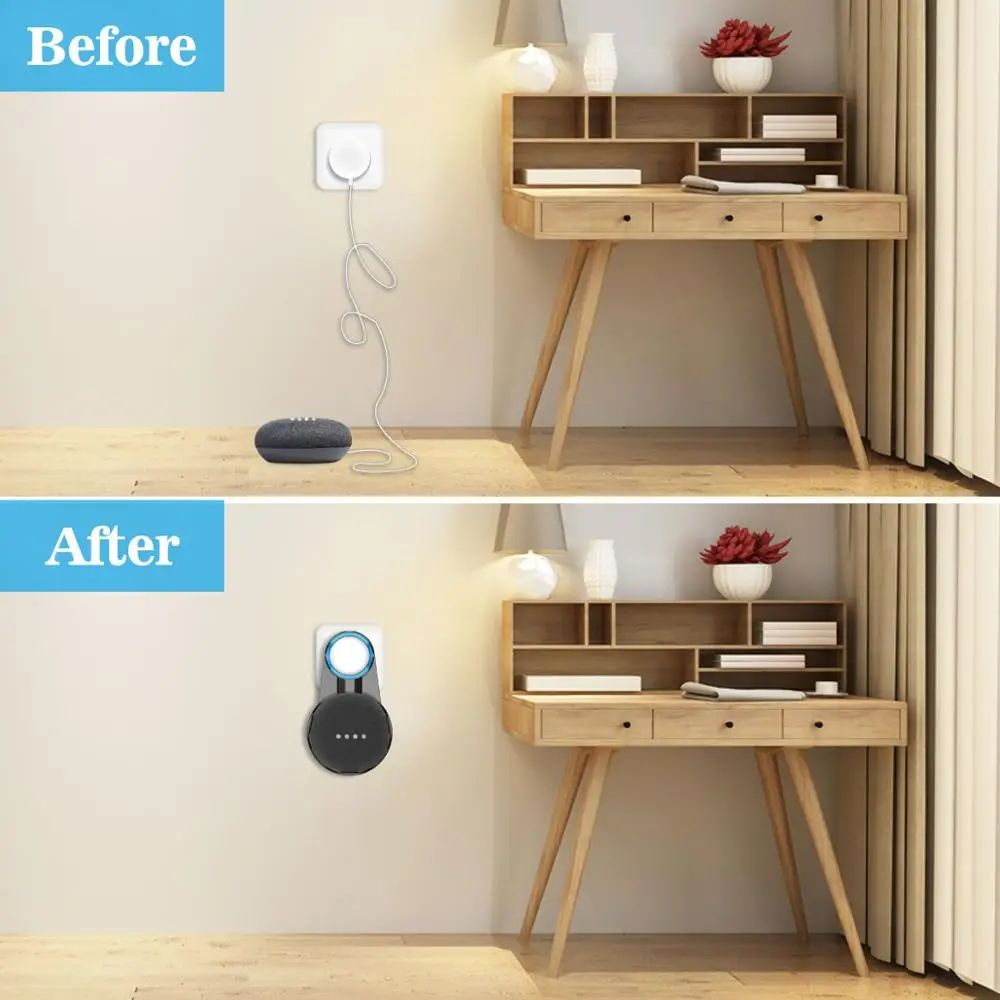 Outlet Wall Mount Holder Cord Bracket For Google Home Nest Mini Voice Assistant Plug In Kitchen Bedroom Audio Stand | Электроника