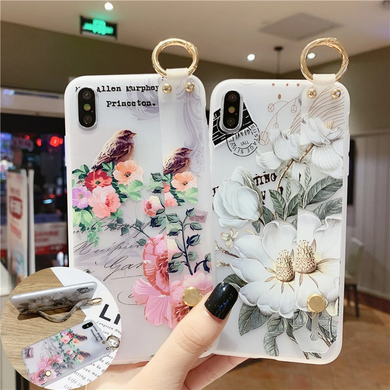 Мягкий чехол на запястье с цветами для Samsung Galaxy A51 A71 A50 A70 A10 A20 A30 A40 A60 A80 A90 M10 M20 M30 M40