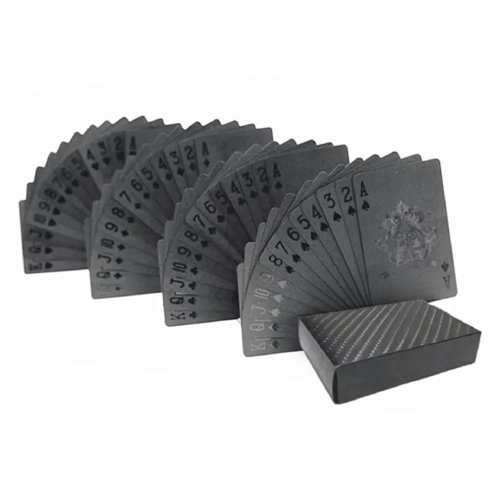 

54 шт./упак. сусальное золото покер новинка коллекции Водонепроницаемый ПВХ пластиковые игральные карты, набор, Одноцветный Цвет черная наст...