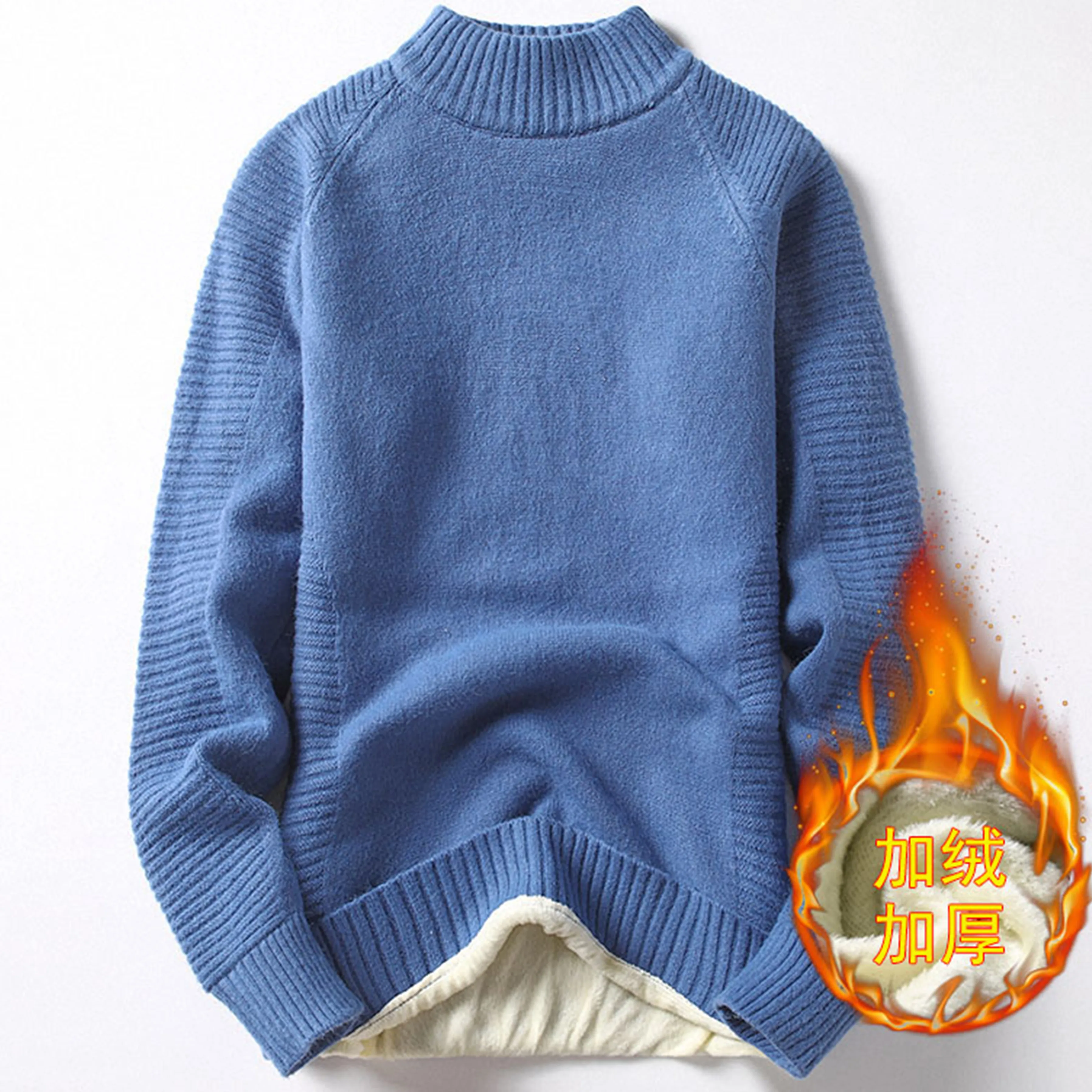 

Мужской однотонный Повседневный облегающий свитер, сезон осень-зима 2021, теплые вязаные пуловеры из шерсти, свитеры с высоким воротником