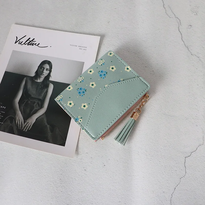 

Flower Small Tassel Wallet Women Short Cute Zipper Wallet For Girl Female Coin Purse Ladies Wallets Monederos Para Monedas