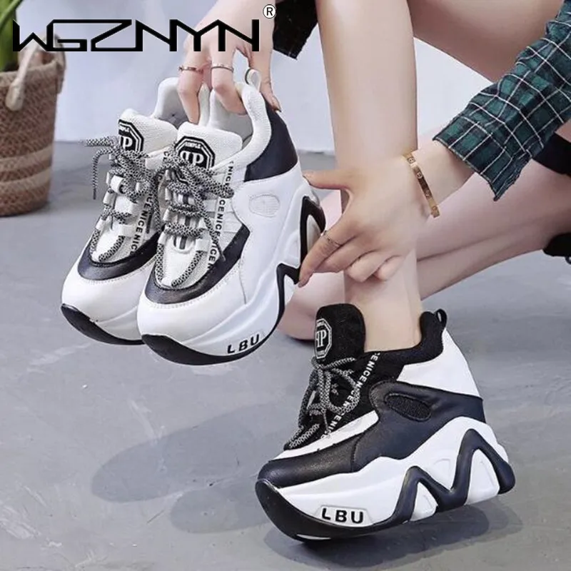 

Brand High Platform Women Sneakers Spring Stylish Thick Sole Casual Shoes 12CM Breathable Mesh Walking Shoes Woman Zapatos Mujer
