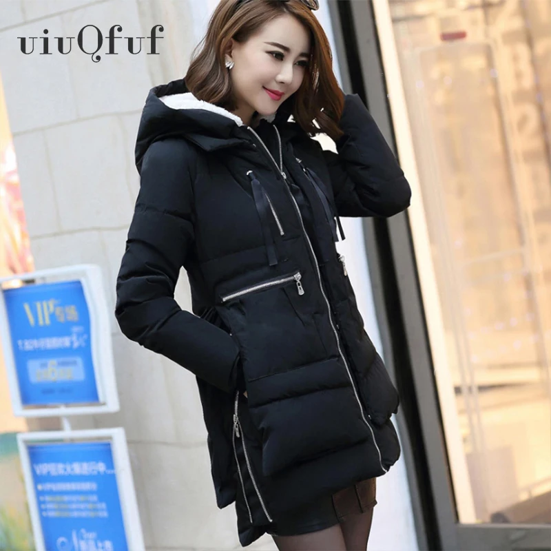 Повседневное теплое пальто с капюшоном для девушек женские модные длинные парки