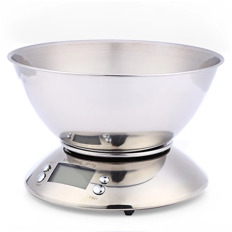 11 Lb/5 Kg Food Scale Digital Kitchen Stainless Steel Scale High Precision With Movable Bowl Room Temperature Alarm Timer Libra