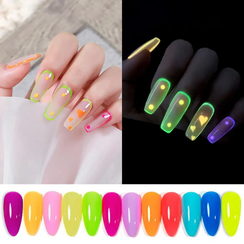 

MACYE 7.3ml Nail Color Polish Luminous Persistent Effect Various Colors Glow In Dark Fluorescent Neon UV Gel for Female