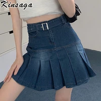 y2k low rise mini pleated skirts summer street indie aesthetic wrap belt a line skort women korean fashion ruffles short skirt