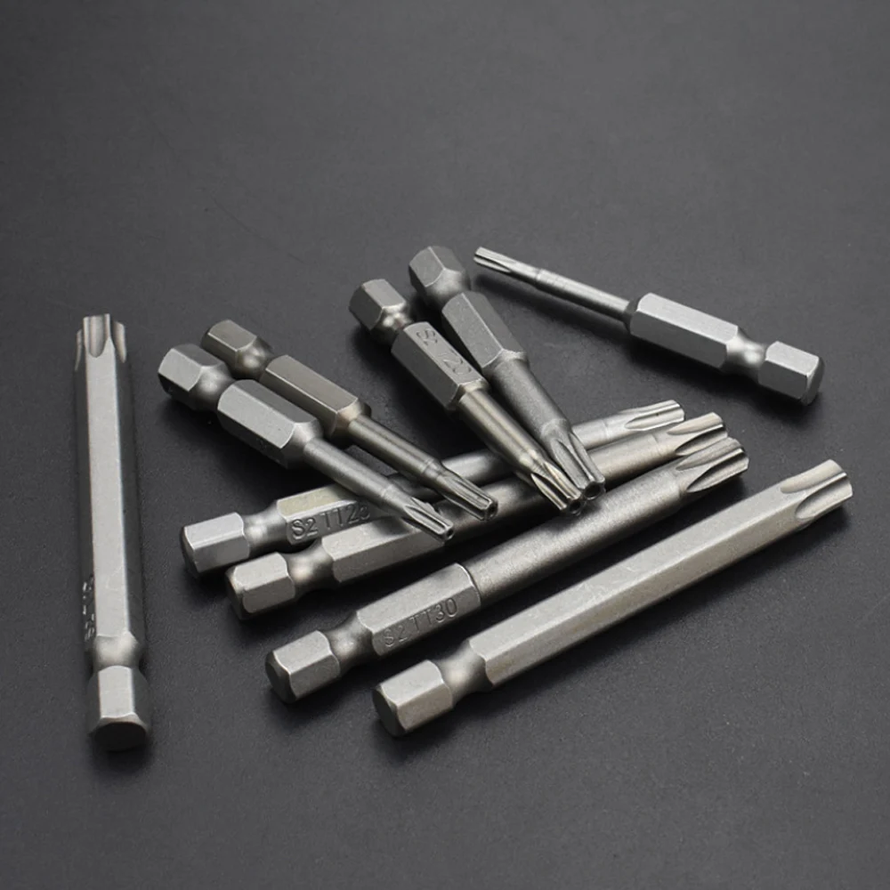 

10Pcs /set 100mm 1/4" Hex Magnetic Hollow Torx Cross Flat Screwdriver Bits Driver Bits Hand Tools Security Bit Set Tamper Proof