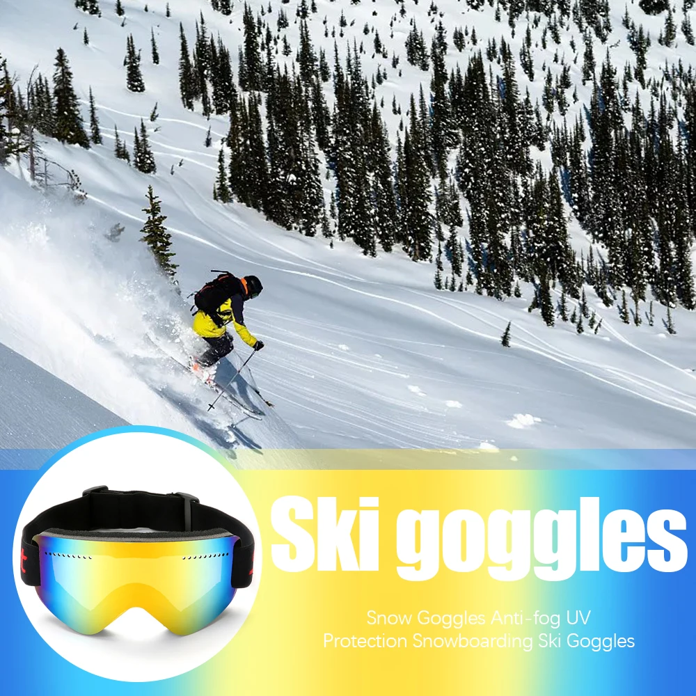 

Snow Goggles PC Plating Lens Anti Fog UV Eyes Protection Outdoor Sports Motorcycle Riding Snowboarding Ski Goggles