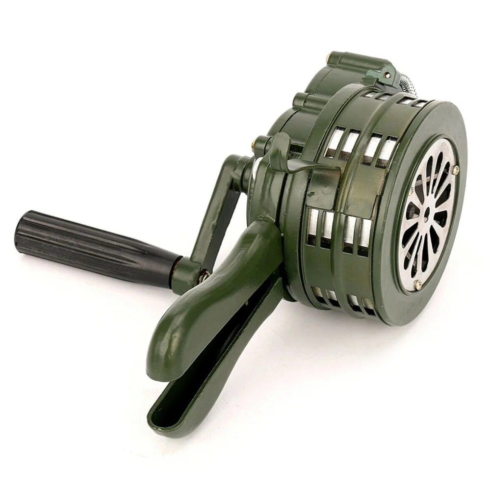 Siren Home Self Protection Security Safurance Green Aluminium alloy Crank Hand Operated Air Raid Emergency Safety Alarm