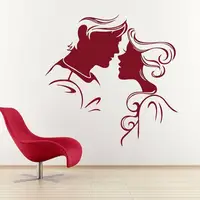Sweet Couple Wall Sticker Kiss Romantic Bedroom Living Room Design Home Decor Removable Door Window Vinyl Decals Art Mural Q263