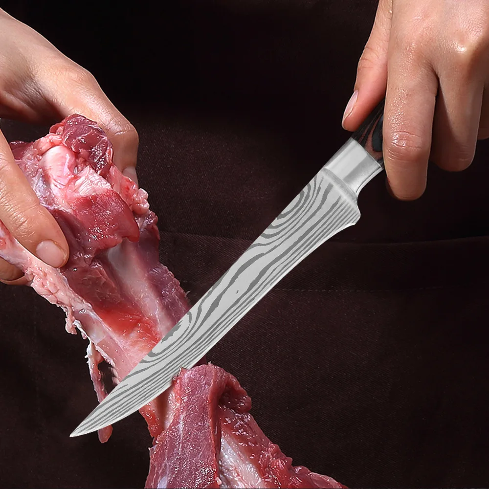 

Damascus Steel Knife 9pcs Set Household Handmade Kitchen Accessories Knives Japanese Chef Knife Sashimi Cleaver Fruit Knife