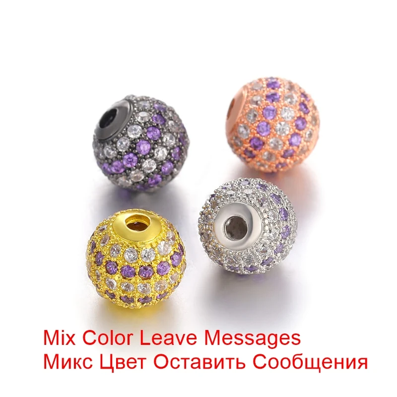 10mmMix ColorPurple Juya DIY ювелирные изделия металлические бусины микро паве циркон 10 мм Starburst круглый шар бусины для женщин мужские украшения из бисера Изготовление - Цвет: 10mmMix ColorPurple
