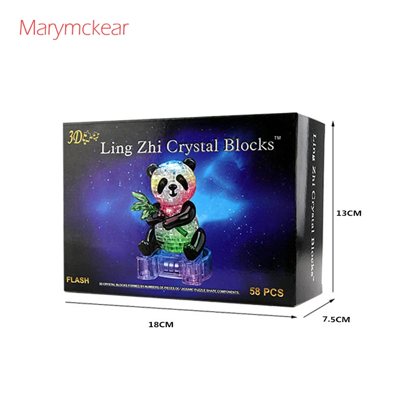3D Кристалл Головоломка панда модель собрать набор с красочным светильник-вверх