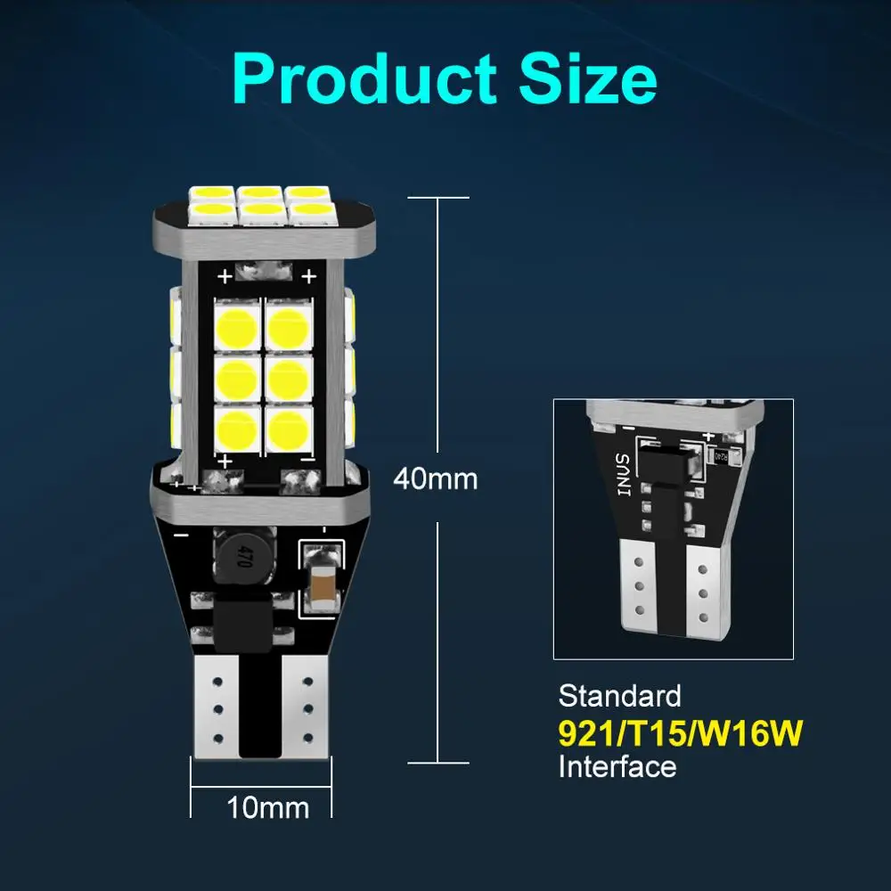 W16W T15 светодиодные лампы 921 912 Светодиодная лампа 3030 SMD Canbus OBC без ошибок