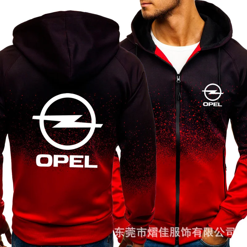 

Модные мужские толстовки OPEL, Повседневный Кардиган Харадзюку градиентного цвета, пальто, мужские флисовые уличные свитшоты, куртка на молн...