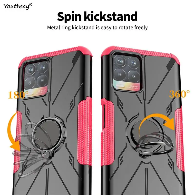 For Realme 8i Case For Realme 8i 8 Pro C21 Cover Funda Coque Ring Armor Shockproof Protective Phone Bumper For Realme 8i
