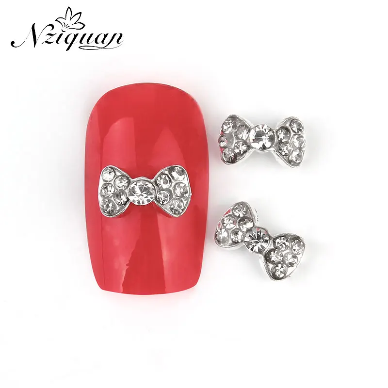 

10 шт./партия 3DDIY полированные Стразы для дизайна ногтей инкрустированные металлическим бантом украшения для дизайна ногтей очаровательные ...